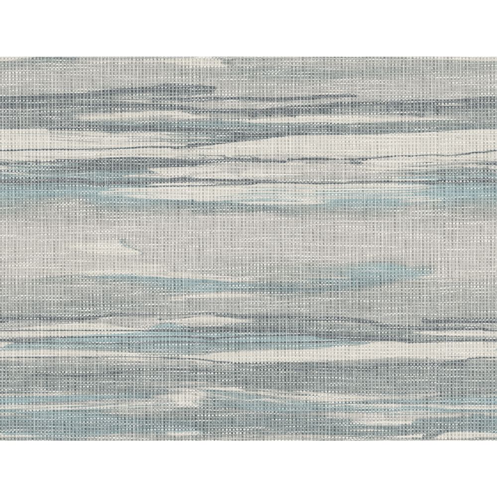 Casa Mia Wallpaper RM70600 Grasscloth Waves Wallpaper In  Grey, Soft Blue