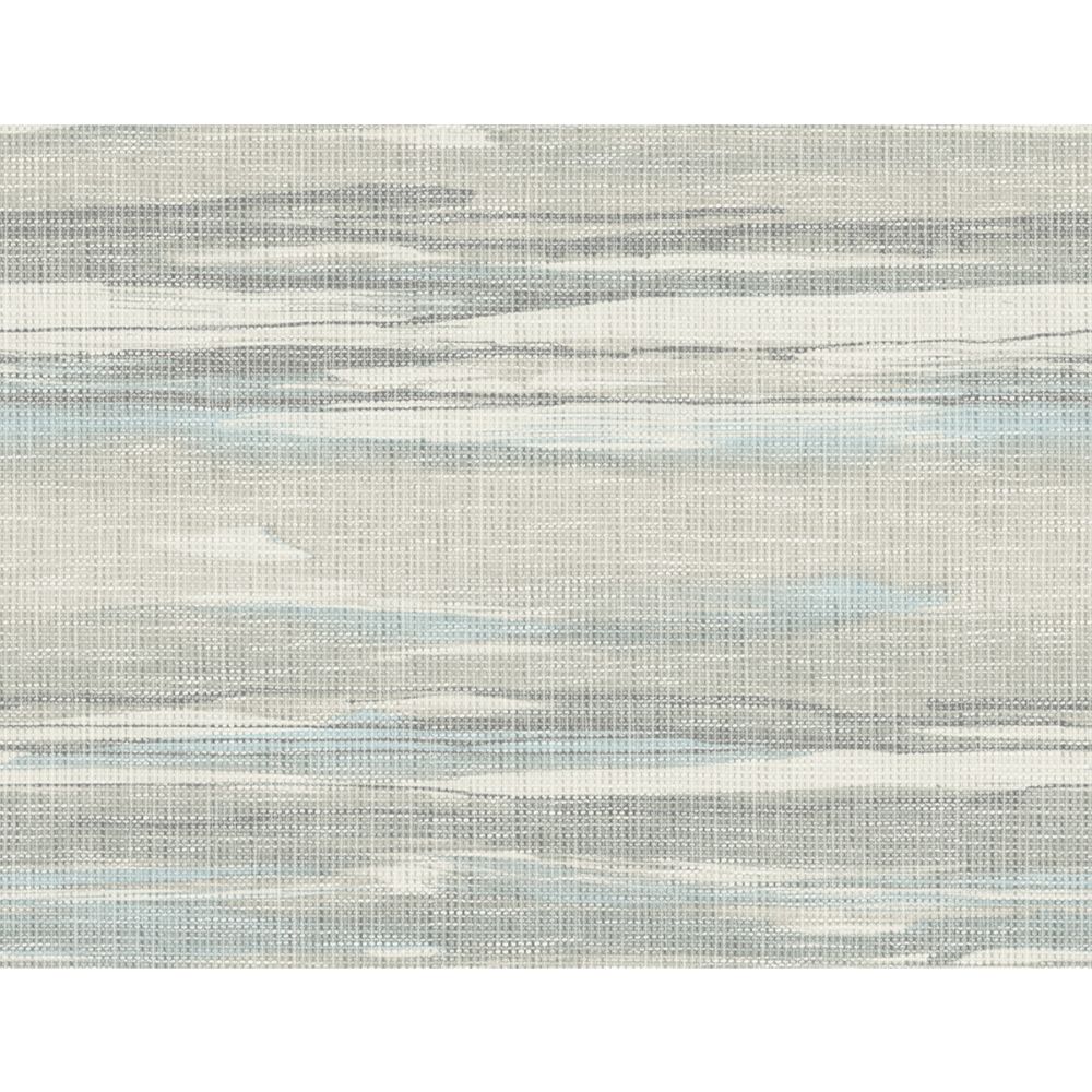 Casa Mia Wallpaper RM70608 Grasscloth Waves Wallpaper In Soft Grey, Soft Blue