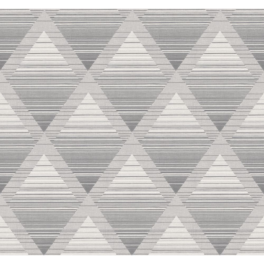 Casa Mia Wallpaper RM70800 Metallic Rhombus Wallpaper In Grey, Soft Grey