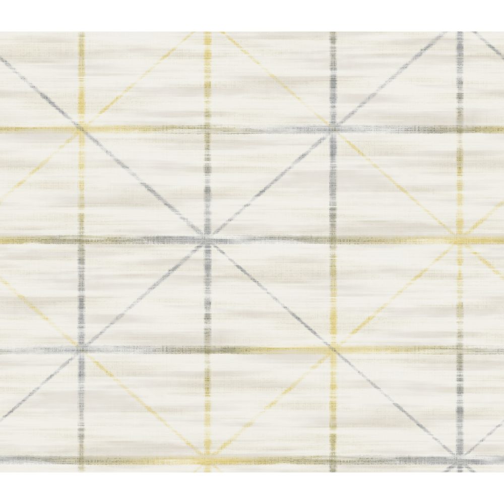 Casa Mia Wallpaper RM71203 Metallic Squares Wallpaper In Soft Yellow, Soft Grey, Cream