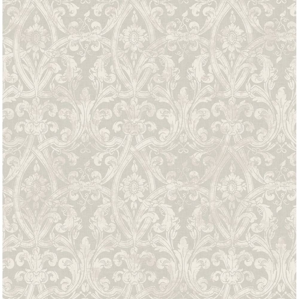 Casa Mia Wallpaper RM80708 Gothic Scroll Wallpaper In Silver, Grey