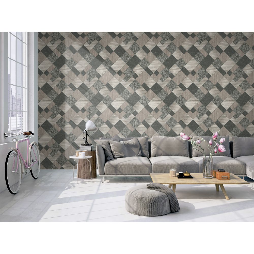 Casa Mia RM90300 Graphite Wallpaper in Black & Grey 