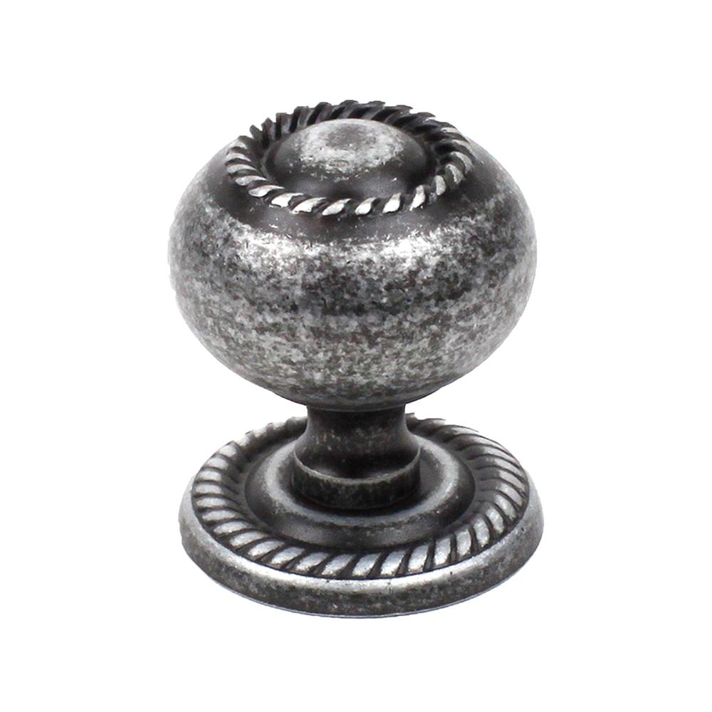Century Hardware 15056-AS Hollow Brass, Knob/Backplate, 1-1/4 inch diameter Aged Silver in the Saturn collection