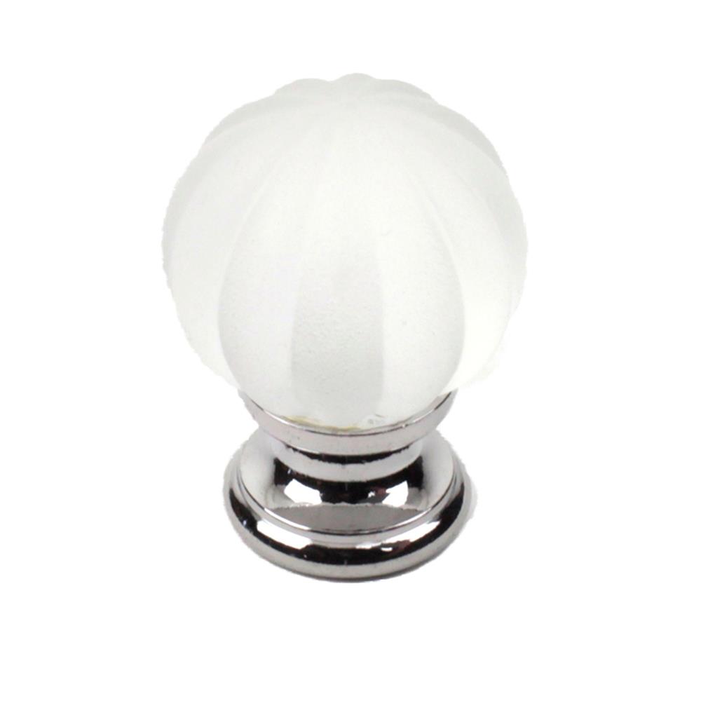 Century Hardware 18409-26F Glass, Knob 1-1/4 inch dia, Polished Chrome/ Frosted in the Tahoe  collection