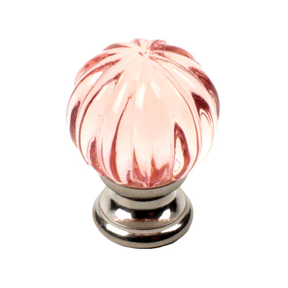 Century Hardware 18409-26R Glass, Knob 1-1/4 inch dia, Polished Chrome/ Rose in the Tahoe  collection