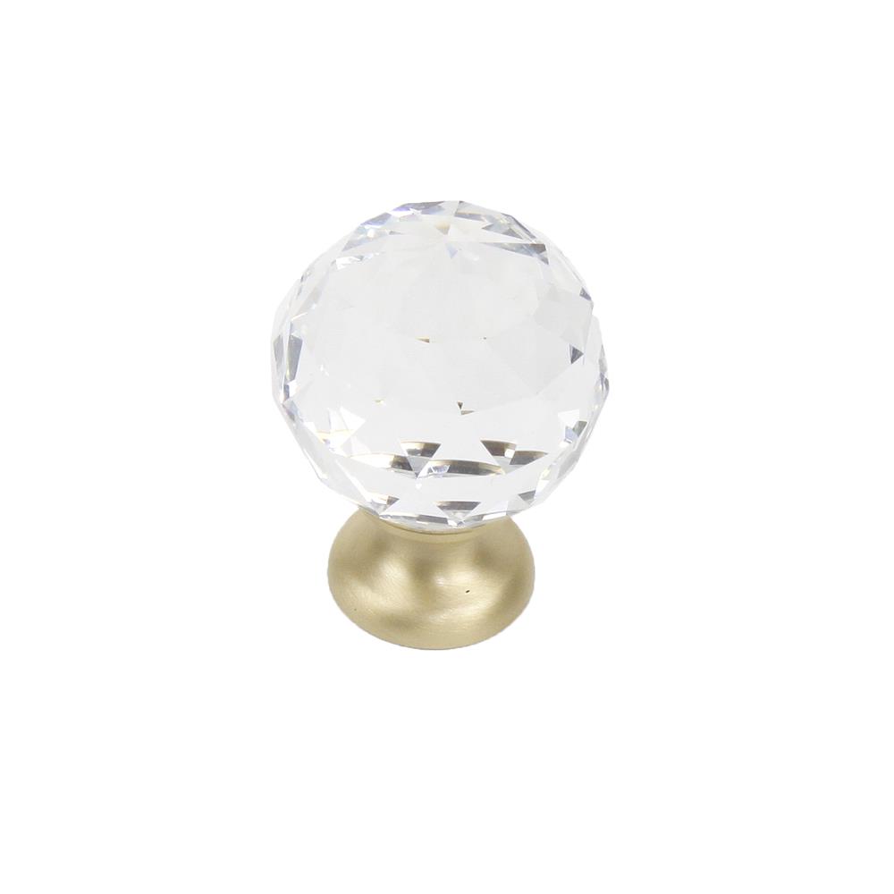 Century Hardware 18905-4CS Glamour - Transparent Faceted Knob - 30mm dia with Satin brass base