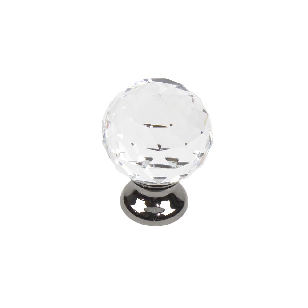 Century Hardware 18905-NBCS Glamour - Transparent Faceted Knob - 30mm dia with Black Nickel brass base