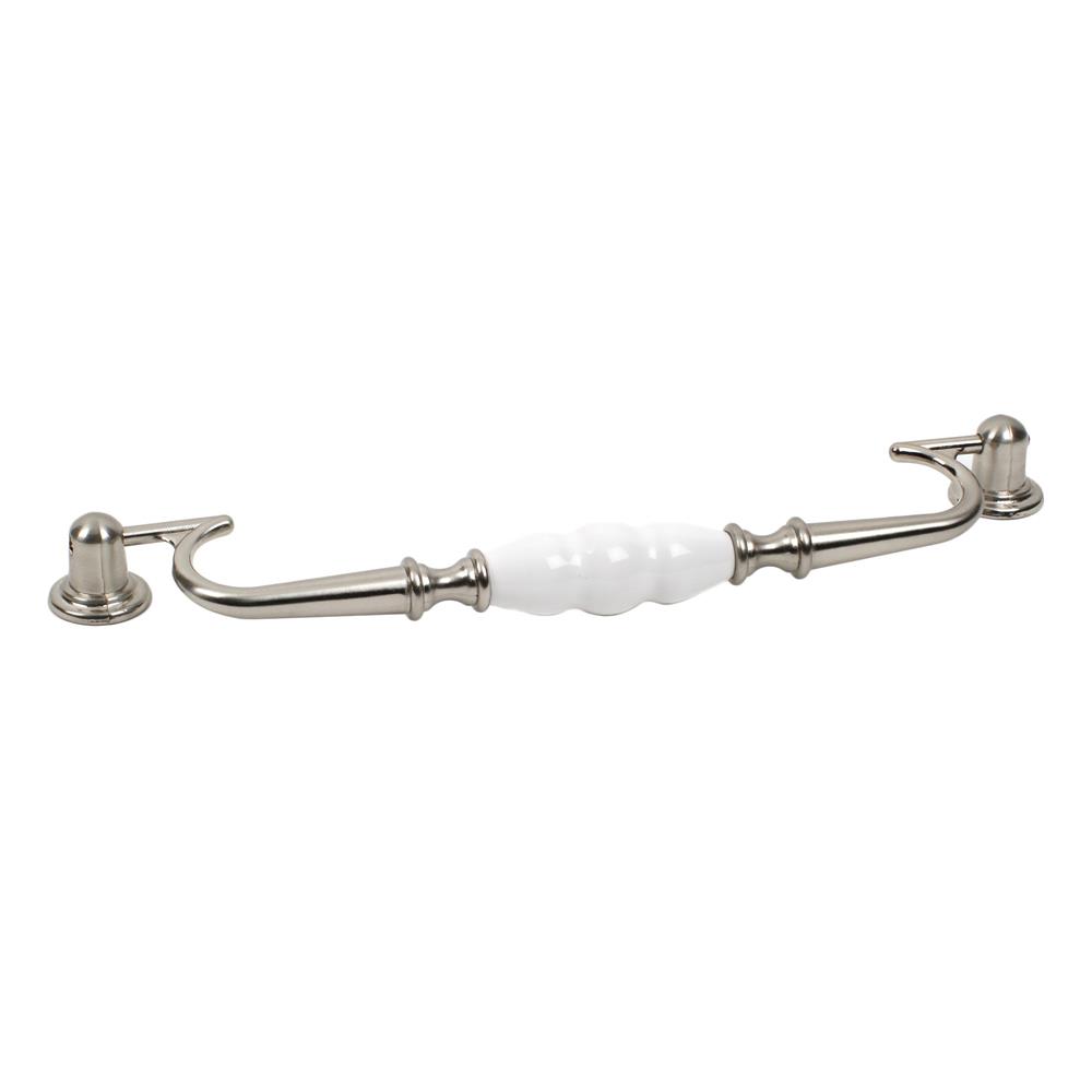 Century Hardware 27449-15WT Zinc Die Cast, Bail Pull, 224mm c.c. Satin Nickel/White  in the Nordic collection