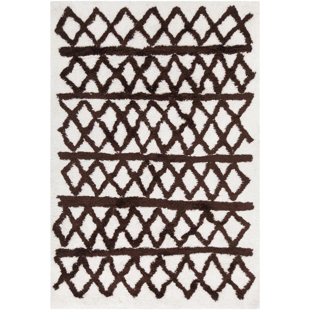 Chandra Rugs AER40002 AERONA Hand-Woven Contemporary Rug in White/Brown, 7