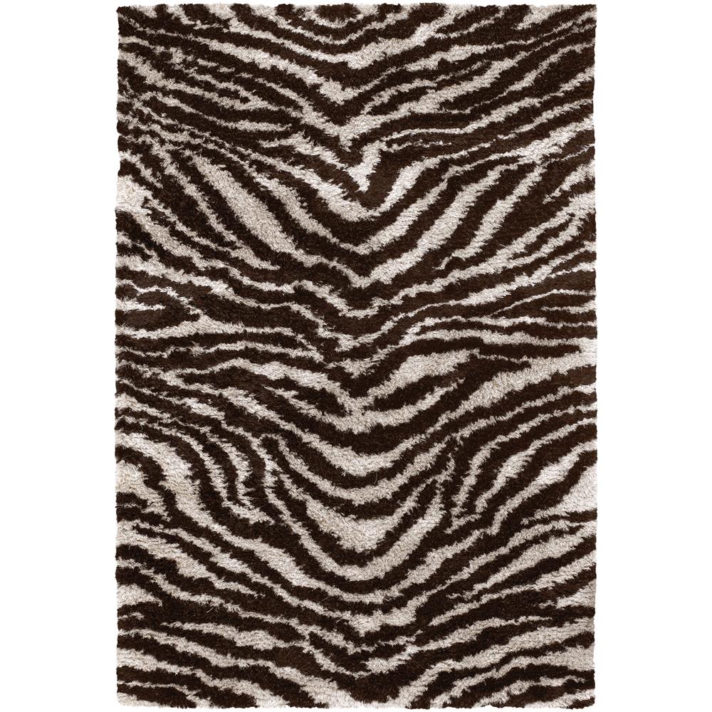 Chandra Rugs AMA5604 AMAZON Hand-Woven Contemporary Rug in White/Brown/Black, 7