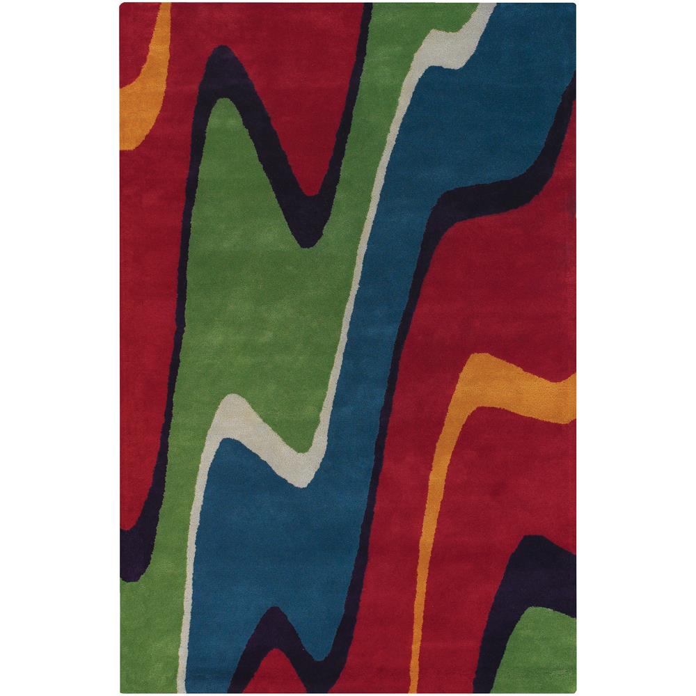 Chandra Rugs BEN3001 BENSE Hand-Tufted Contemporary Rug in Green/Red/Orange/Blue, 5