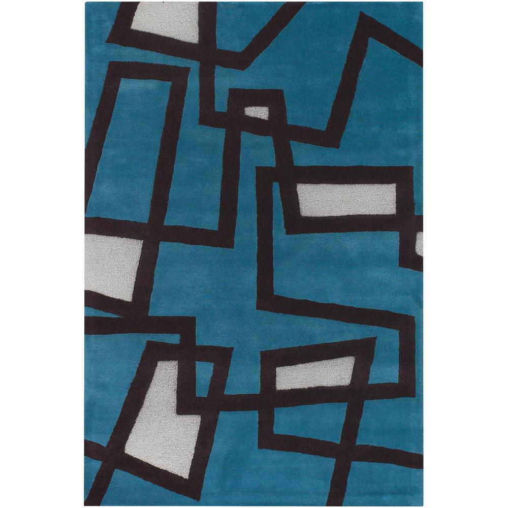 Chandra Rugs BEN3005 BENSE Hand-Tufted Contemporary Rug in Blue/Ivory/Black, 7