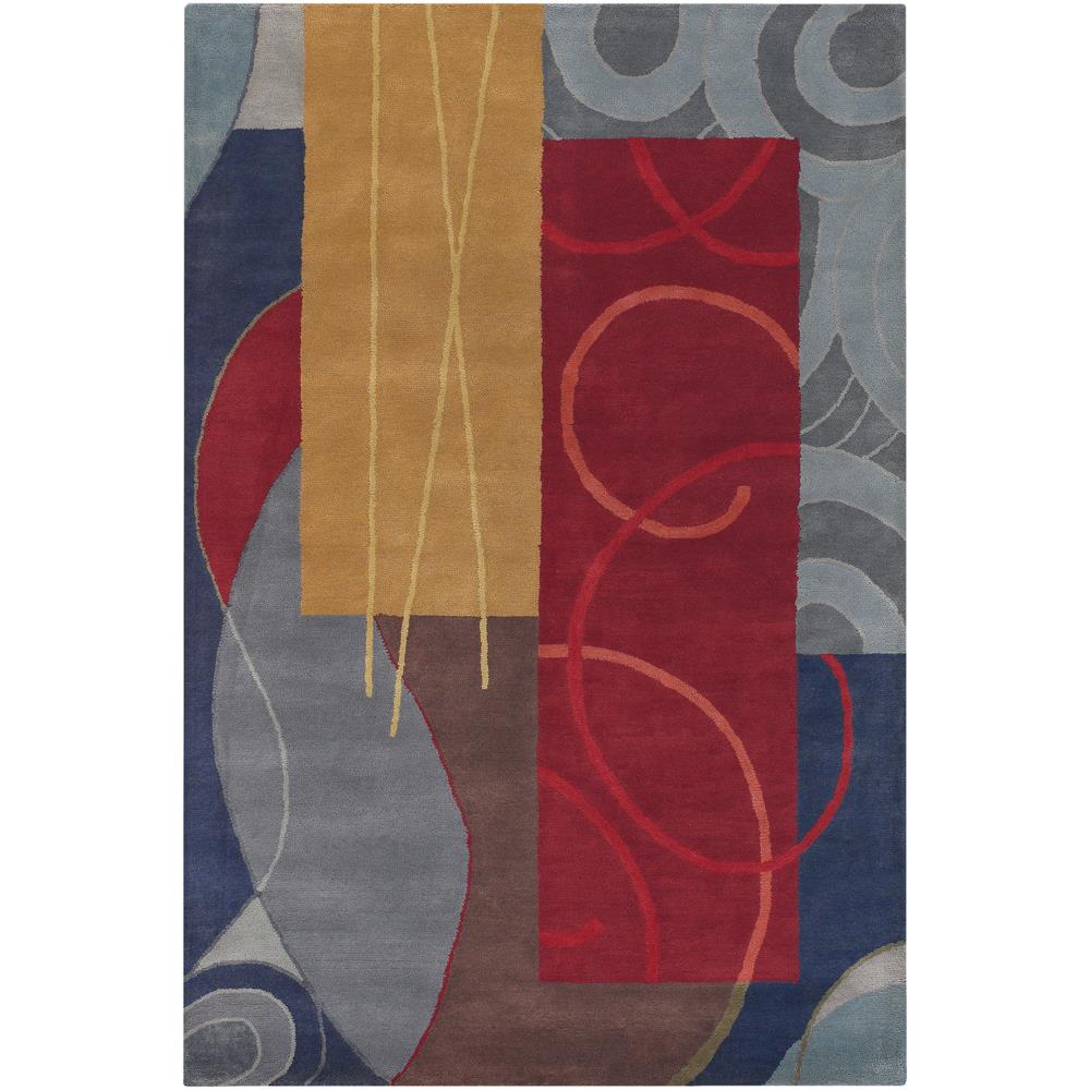 Chandra Rugs BEN3015 BENSE Hand-Tufted Contemporary Rug in Blue/Red/Gold/Grey/Brown, 5