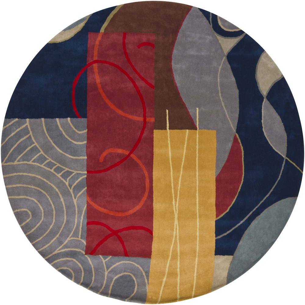 Chandra Rugs BEN3015 BENSE Hand-Tufted Contemporary Rug in Blue/Red/Gold/Grey/Brown, 7