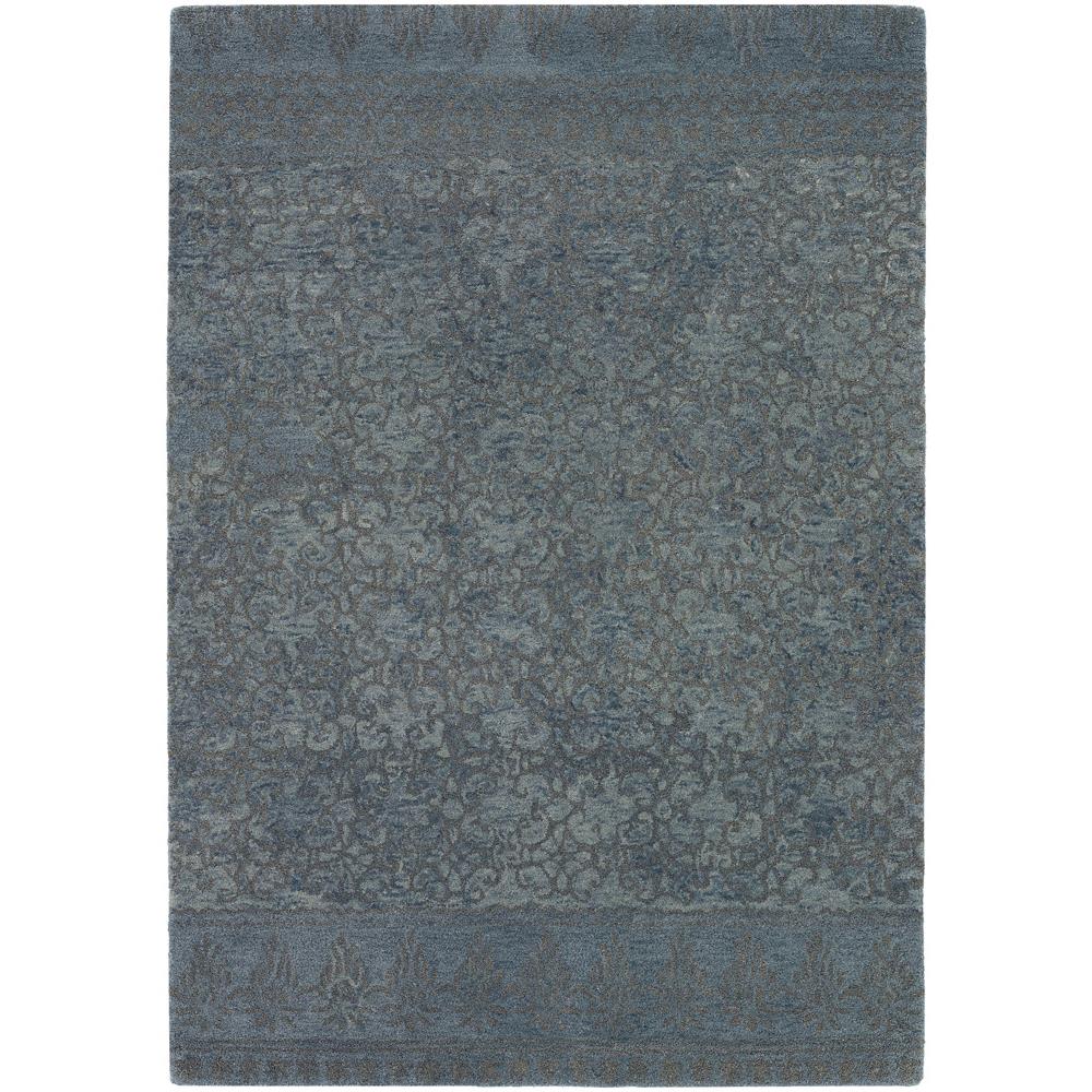 Chandra Rugs BER32101 BERLOW Hand-Tufted Contemporary Wool Rug in Blue/Grey, 7