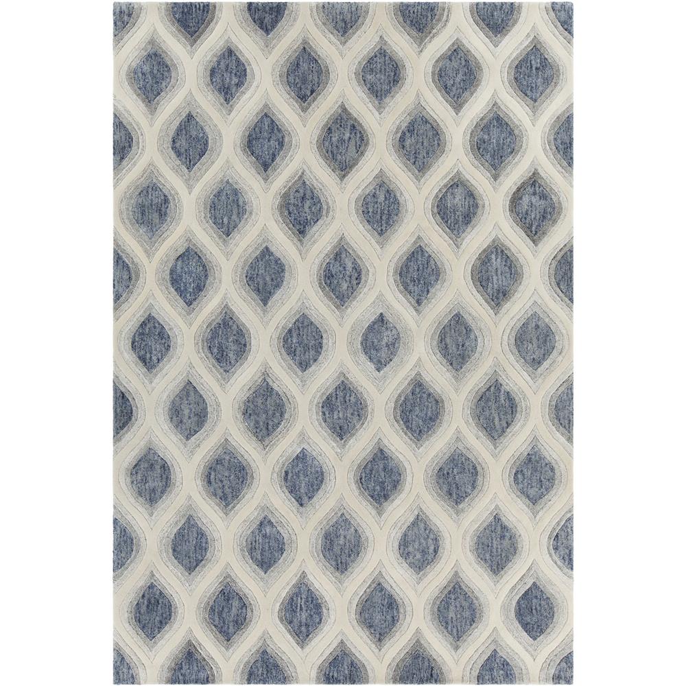 Chandra Rugs CLA7100 CLARA Hand-Tufted Contemporary Rug in Blue/Grey/White, 5