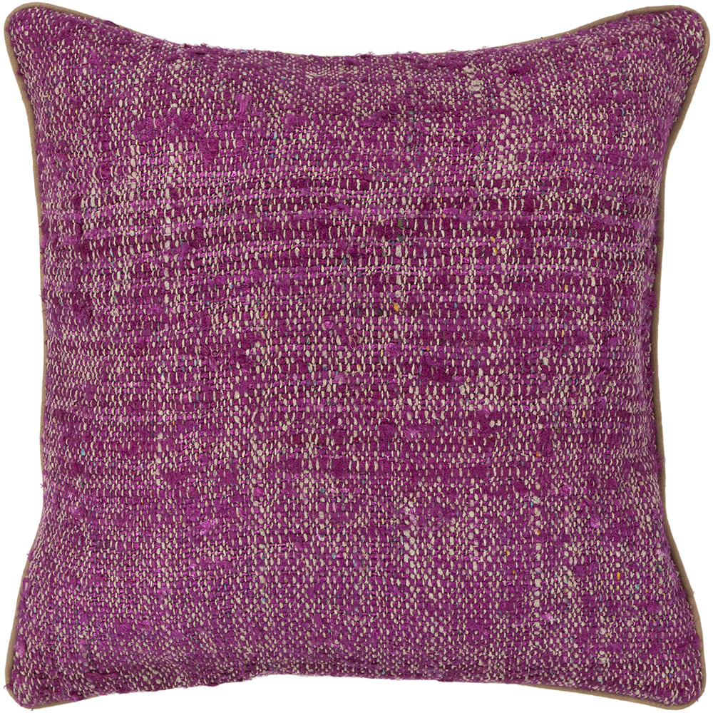 Chandra Rugs CUS28011 PILLOWS Handmade Contemporary Pillows (With Down Feather Insert) in Magenta/Natural, 1