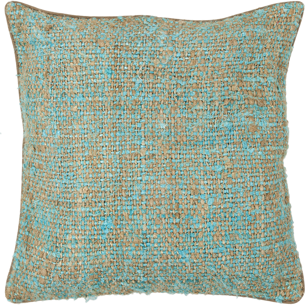 Chandra Rugs CUS28012 PILLOWS Handmade Contemporary Pillows (With Down Feather Insert) in Blue/Natural, 1