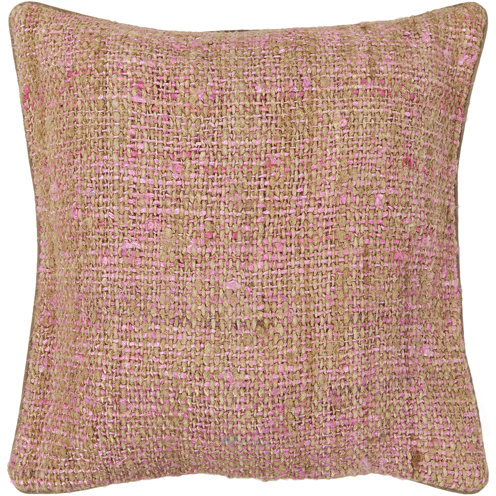 Chandra Rugs CUS28013 PILLOWS Handmade Contemporary Pillows (With Down Feather Insert) in Pink/Natural, 1