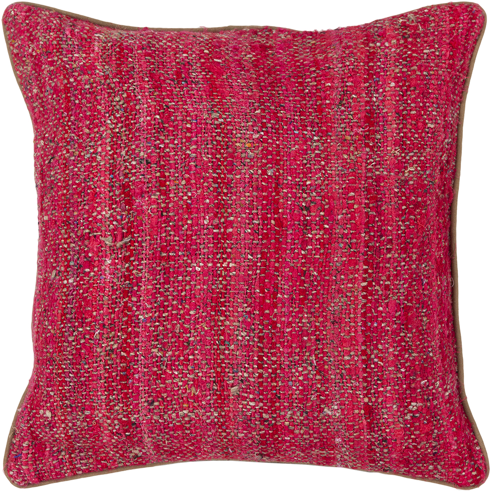 Chandra Rugs CUS28015 PILLOWS Handmade Contemporary Pillows (With Down Feather Insert) in Red/Natural, 1