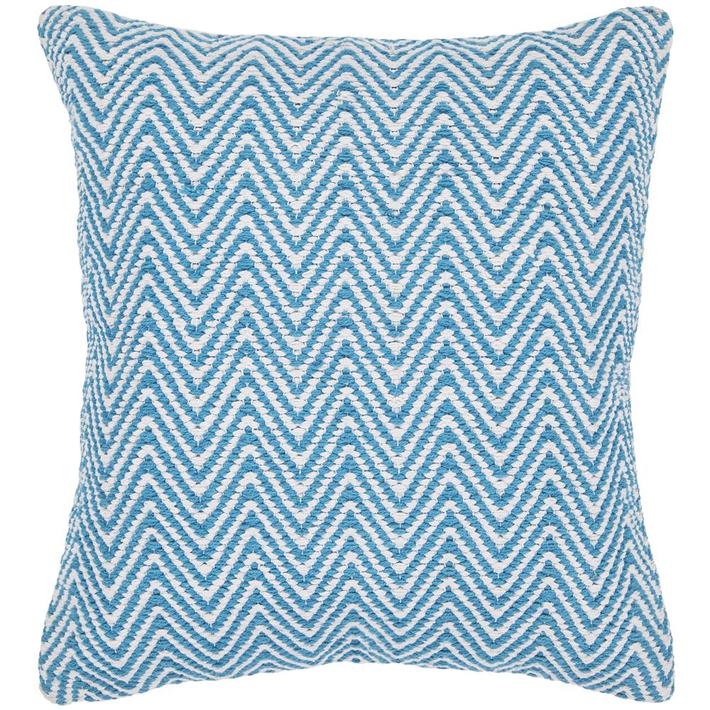 Chandra Rugs CUS28033 PILLOWS Handmade Contemporary Pillows (With Down Feather Insert) in Blue/White, 1