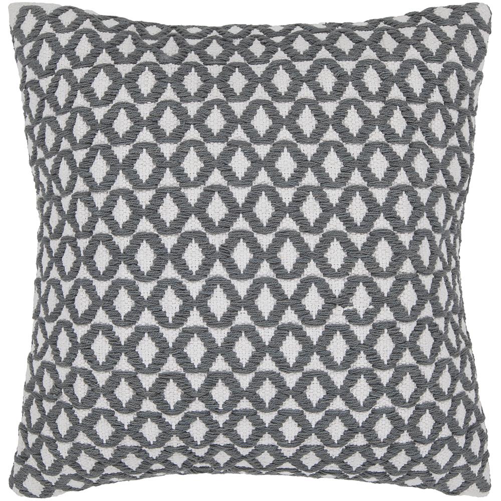 Chandra Rugs CUS28037 PILLOWS Handmade Contemporary Pillows (With Down Feather Insert) in White/Grey, 1