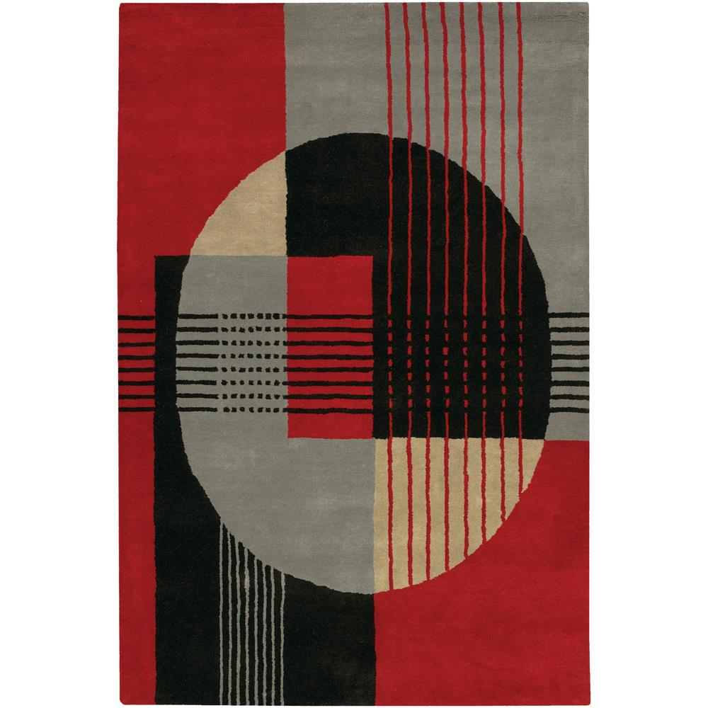 Chandra Rugs DAI25 DAISA Hand-Tufted Contemporary Rug in Red/Black/Grey, 5