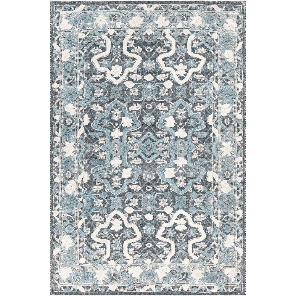 Chandra Rugs DAP-52203 Daphne Hand-woven Traditional Rug in Blue/Grey/White