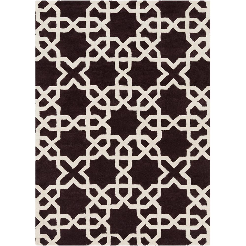 Chandra Rugs DAV25806 DAVIN Hand-Tufted Contemporary Wool Rug in Brown/White, 5