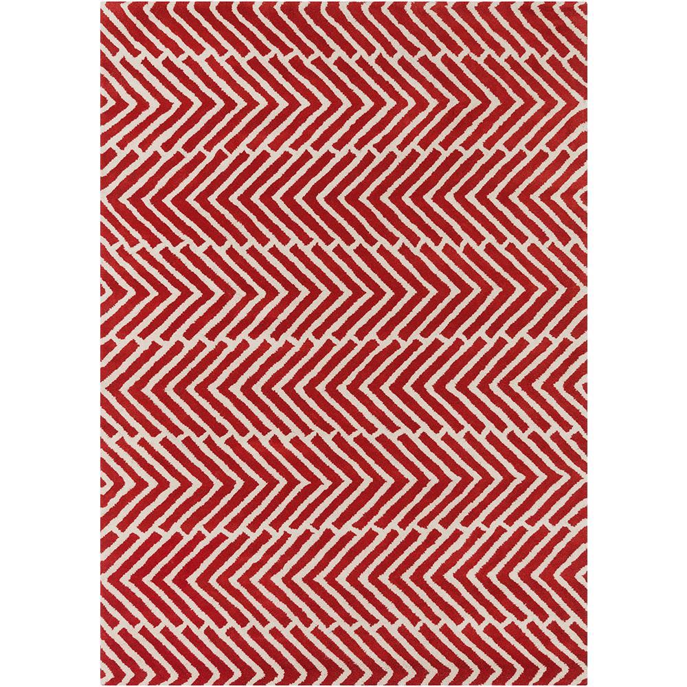 Chandra Rugs DAV25810 DAVIN Hand-Tufted Contemporary Wool Rug in Red/White, 5