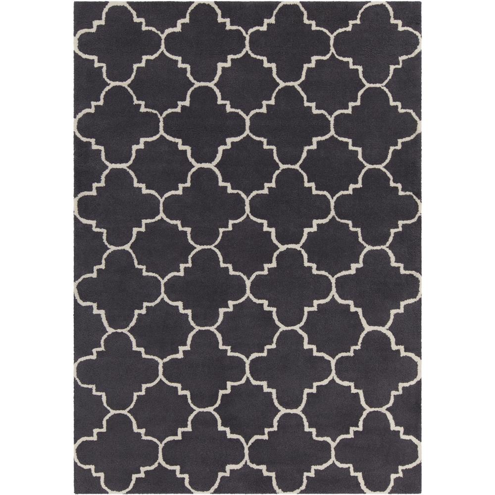 Chandra Rugs DAV25845 DAVIN Hand-Tufted Contemporary Wool Rug in Charcoal/White, 5