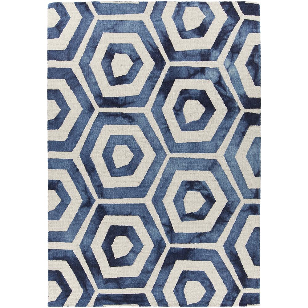 Chandra Rugs ELV33901 ELVO Hand-Tufted Contemporary Wool Rug in Blue/White, 5