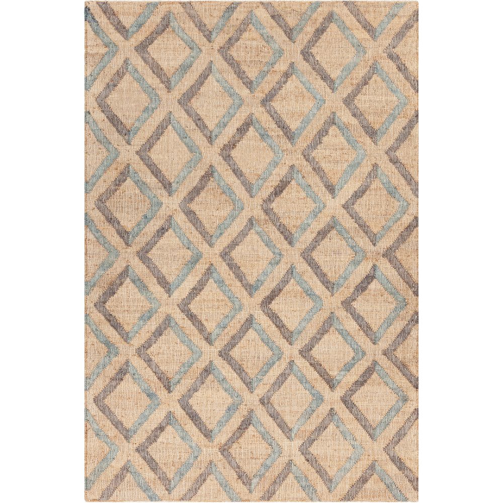 Chandra Rugs ETH-52800 Ethel Hand-woven Contemporary Rug in Blue/Grey/Natural