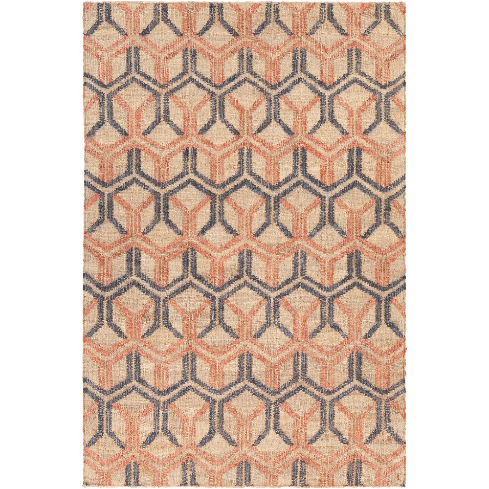 Chandra Rugs ETH-52803 Ethel Hand-woven Contemporary Rug in Orange/Black/Natural