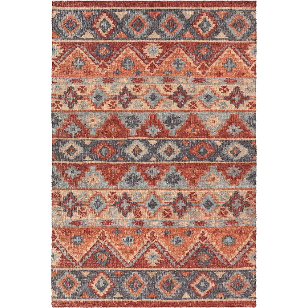 Chandra Rugs ETH-52804 Ethel Hand-woven Contemporary Rug in Red/Orange/Blue/Natural