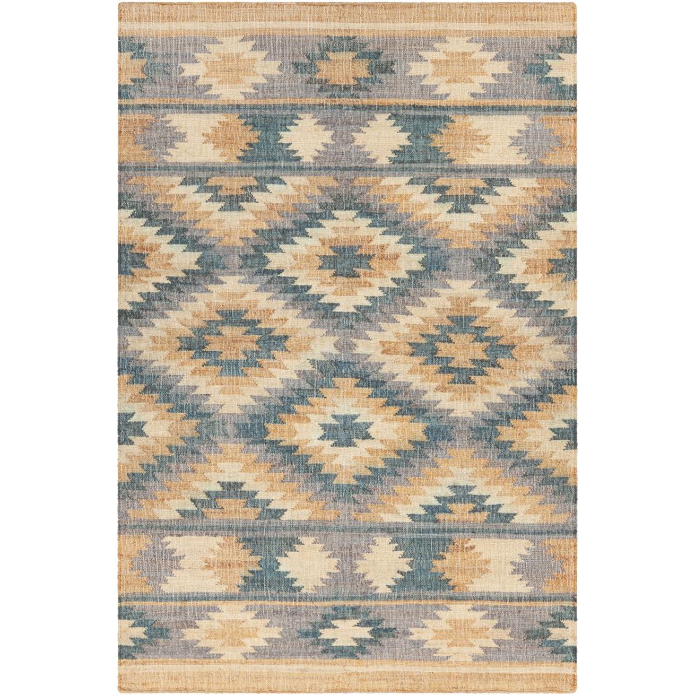 Chandra Rugs ETH-52805 Ethel Hand-woven Contemporary Rug in Blue/Grey/Gold/Beige