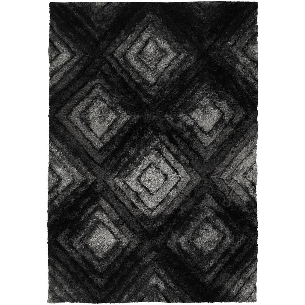 Chandra Rugs FLE51101 FLEMISH Hand-Woven Contemporary Shag Rug in Grey/Black/Charcoal, 5