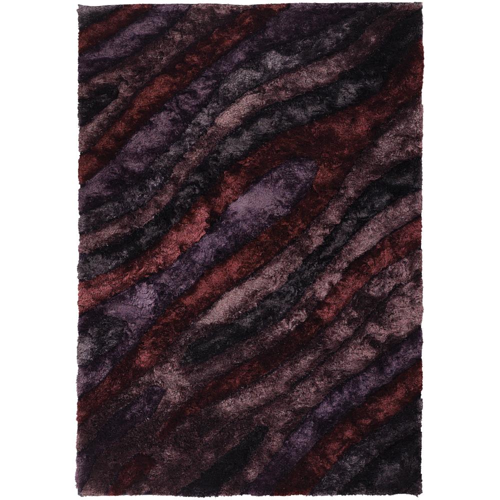 Chandra Rugs FLE51103 FLEMISH Hand-Woven Contemporary Shag Rug in Purple/Burgundy/Mauve, 5