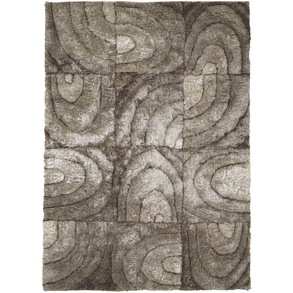 Chandra Rugs FLE51104 FLEMISH Hand-Woven Contemporary Shag Rug in Taupe/Cream/Beige, 7