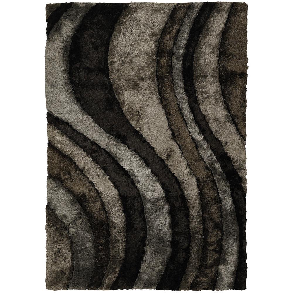 Chandra Rugs FLE51110 FLEMISH Hand-Woven Contemporary Shag Rug in Grey/Charcoal/Brown, 5