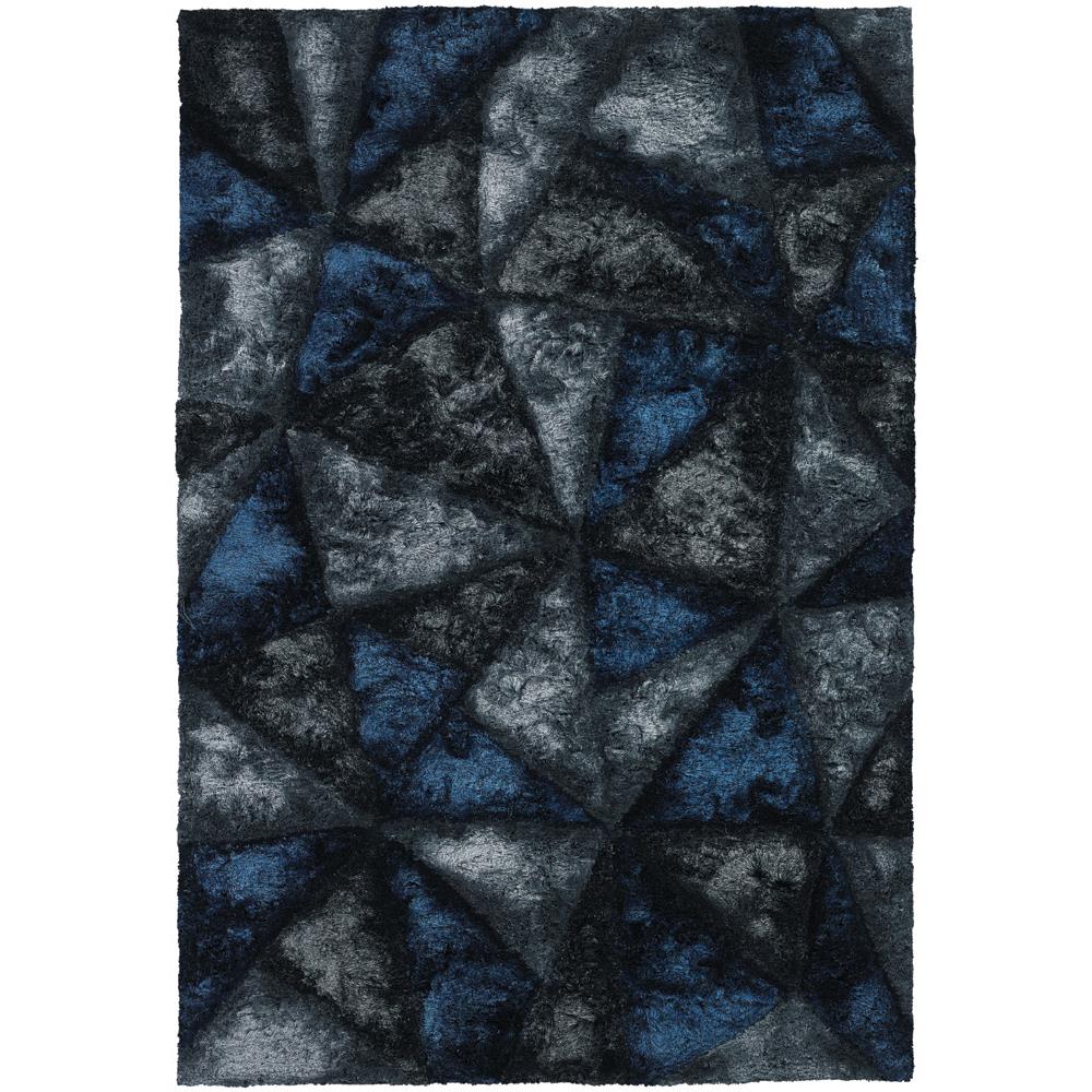 Chandra Rugs FLE51111 FLEMISH Hand-Woven Contemporary Shag Rug in Blue/Grey/Charcoal, 5