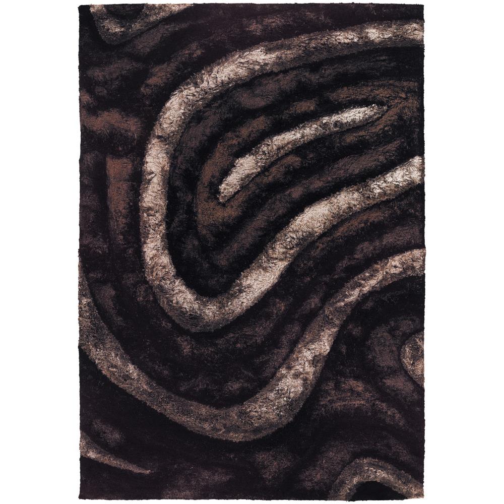 Chandra Rugs FLE51113 FLEMISH Hand-Woven Contemporary Shag Rug in Brown/Beige/Black, 5
