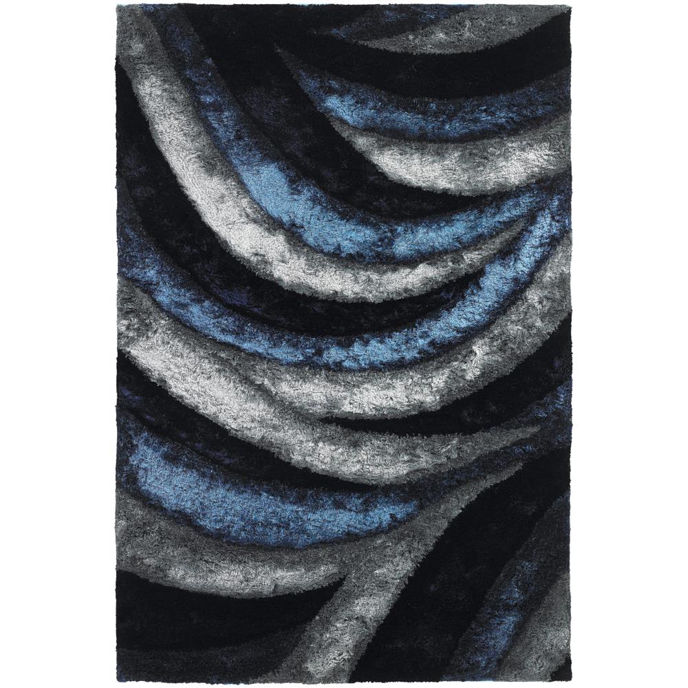 Chandra Rugs FLE51114 FLEMISH Hand-Woven Contemporary Shag Rug in Navy/Blue/Grey, 5