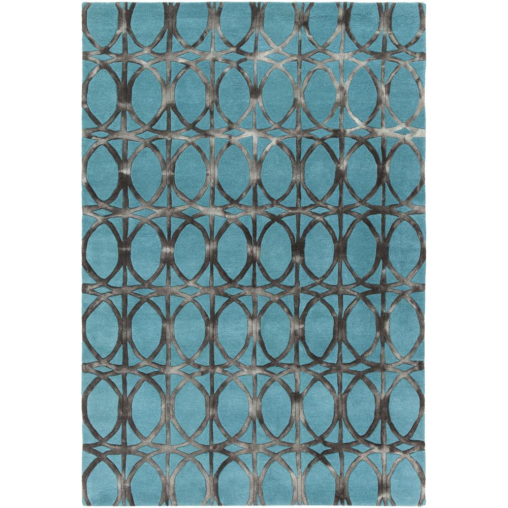 Chandra Rugs FRA42100 FRAN Hand-tufted Contemporary Rug in Teal/Charcoal, 7