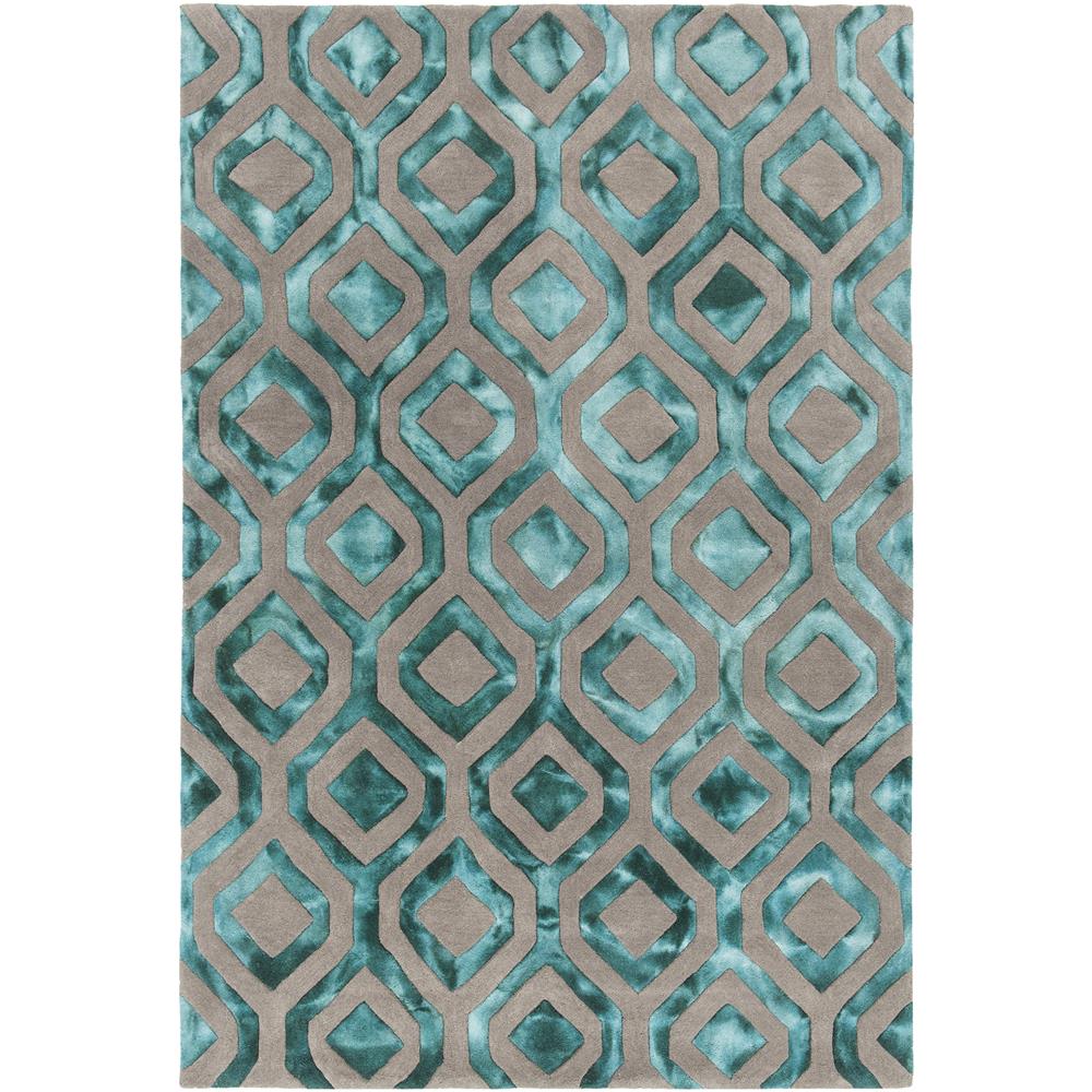Chandra Rugs FRA42101 FRAN Hand-tufted Contemporary Rug in Teal/Grey, 5