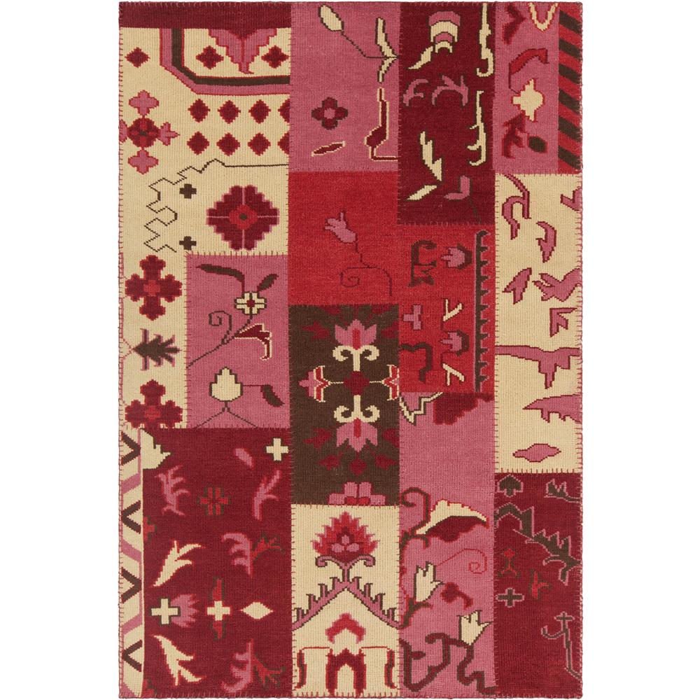 Chandra Rugs FUS26300 FUSION Hand-Knotted Contemporary Rug in Pink/Red/Cream/Brown, 9