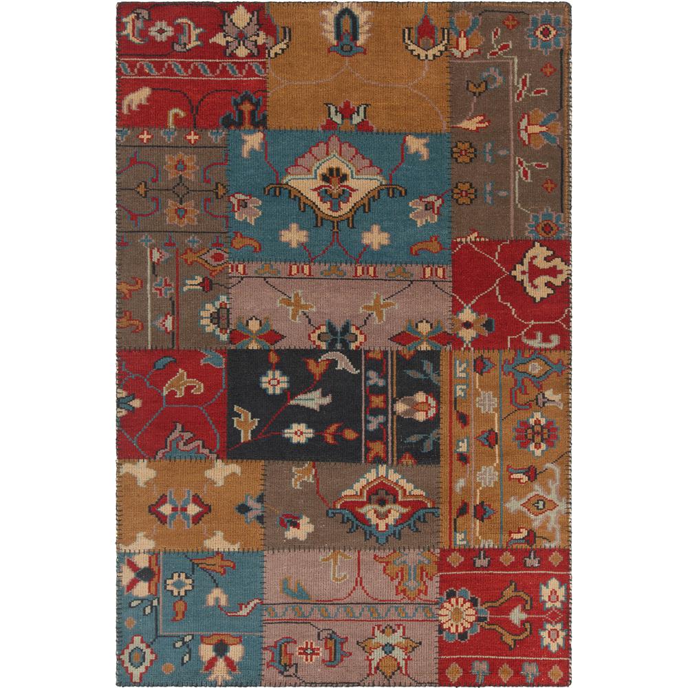Chandra Rugs FUS26301 FUSION Hand-Knotted Contemporary Rug in Red/Blue/Beige/Brown/Black, 5