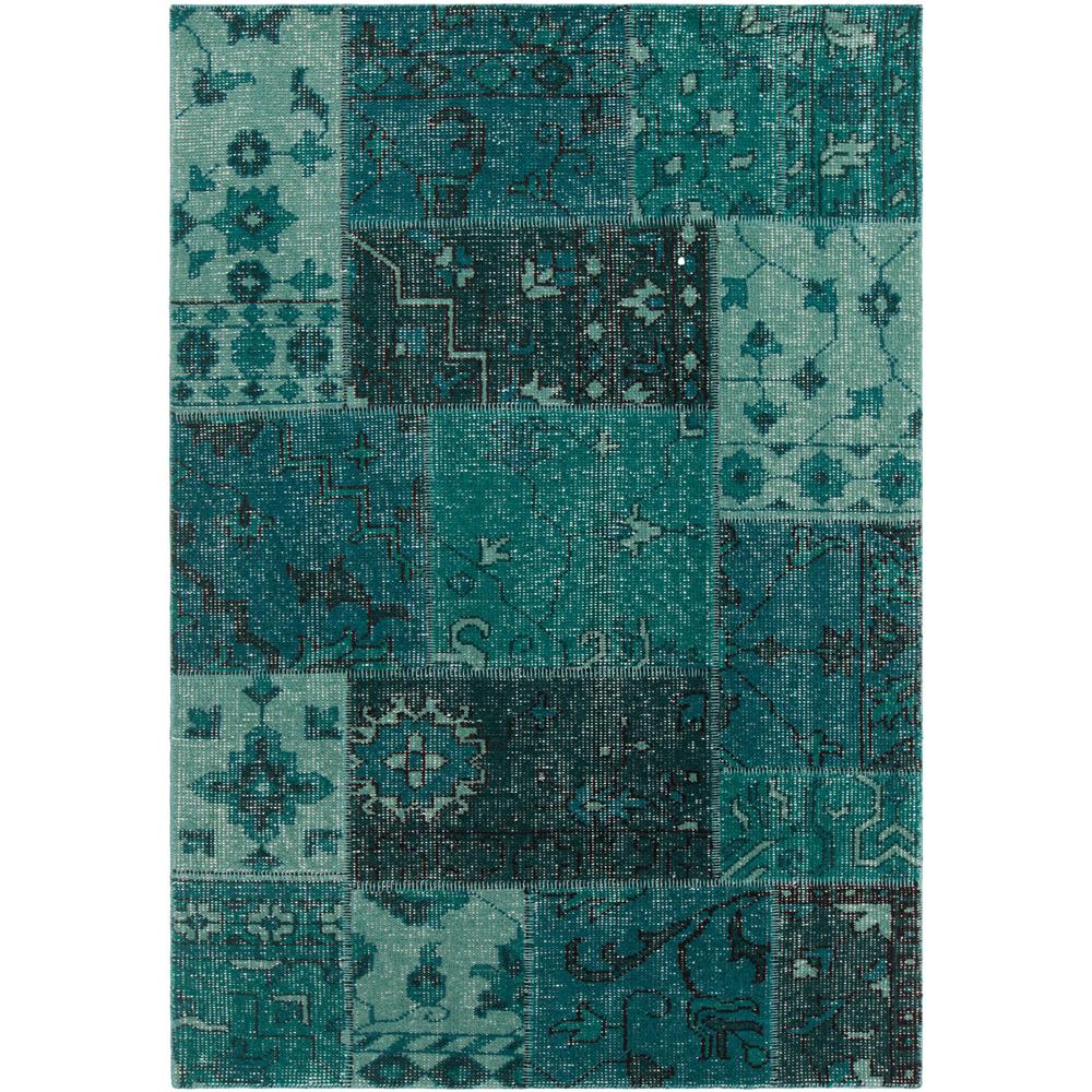 Chandra Rugs FUS26303 FUSION Hand-Knotted Contemporary Rug in Teal/Black, 5