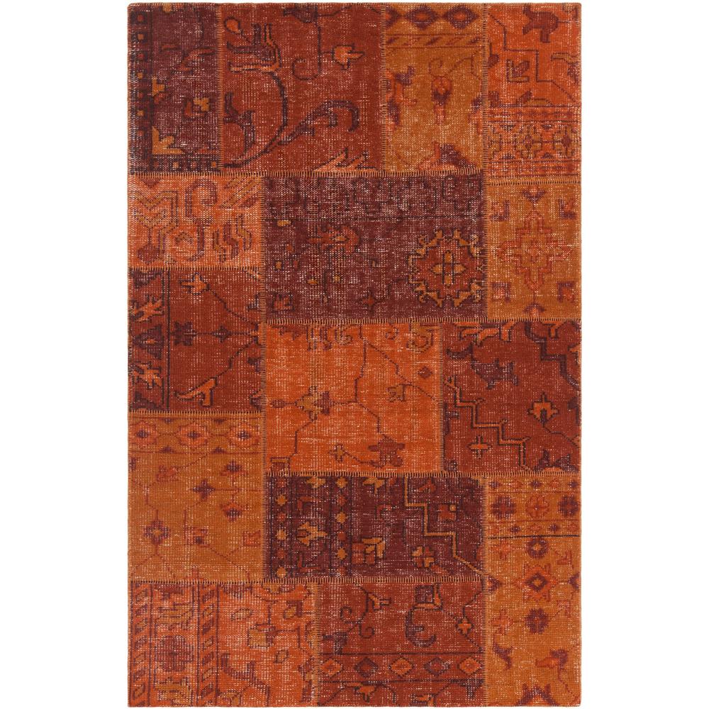 Chandra Rugs FUS26305 FUSION Hand-Knotted Contemporary Rug in Orange/rust/burgundy, 7