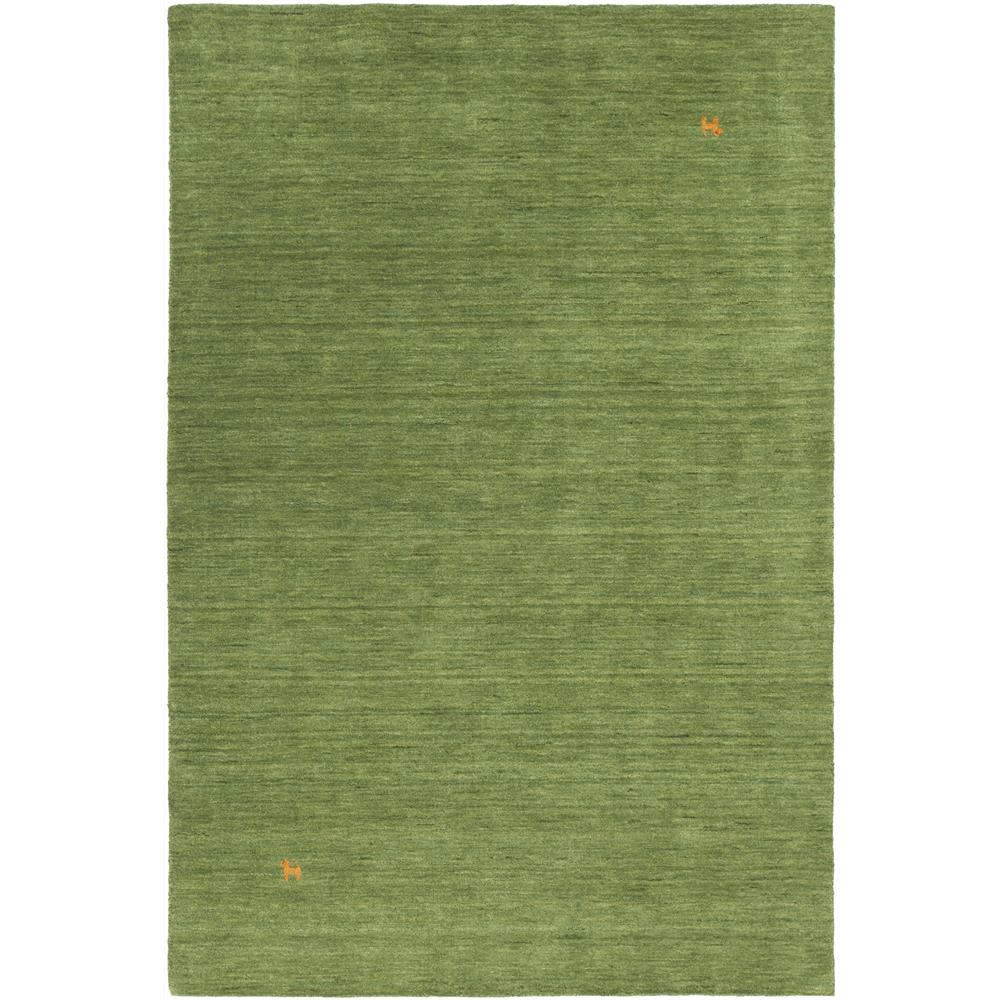 Chandra Rugs GAB38001 GABI Hand-Knotted Solid Wool Rug in Green, 5